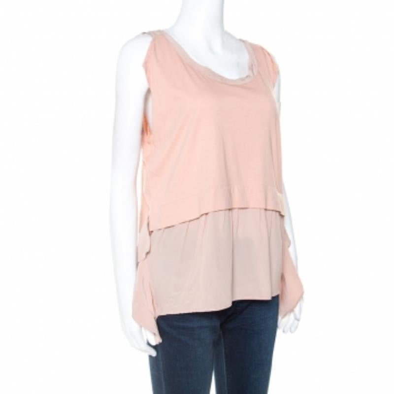 Miu Miu Dusky Pink Cotton and Silk Tunic S Beige en venta