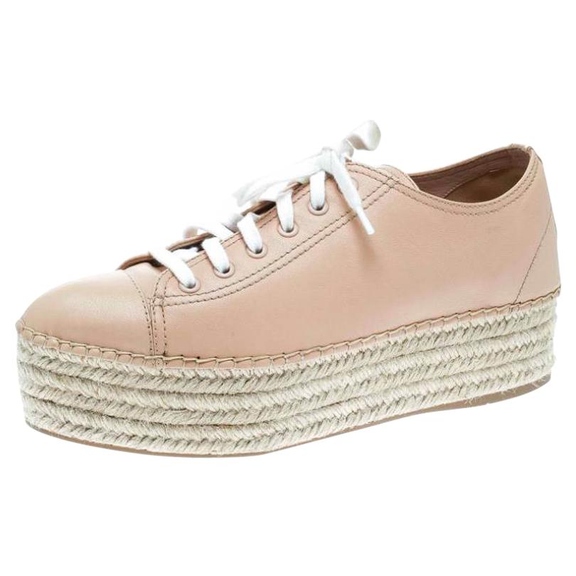 Miu Miu Dusty Pink Espadrille Platform Sneakers Size 40 For Sale at ...