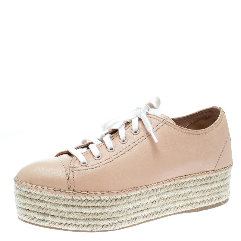 Miu Miu Dusty Pink Espadrille Platform Sneakers Size 40 For Sale at ...