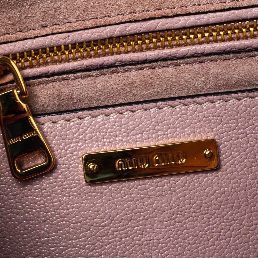Miu Miu Dusty Pink Madras Leather Crystal Embellished Buckle Flap Shoulder Bag 1