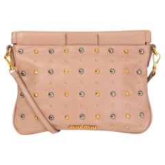 Used MIU MIU dusty rose leather STUDDED Crossbody Bag