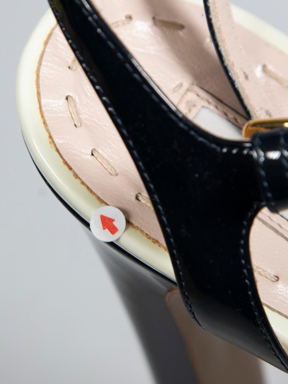 Miu Miu Ecru Patent Block Heeled Sandals Size IT 39.5 For Sale 1