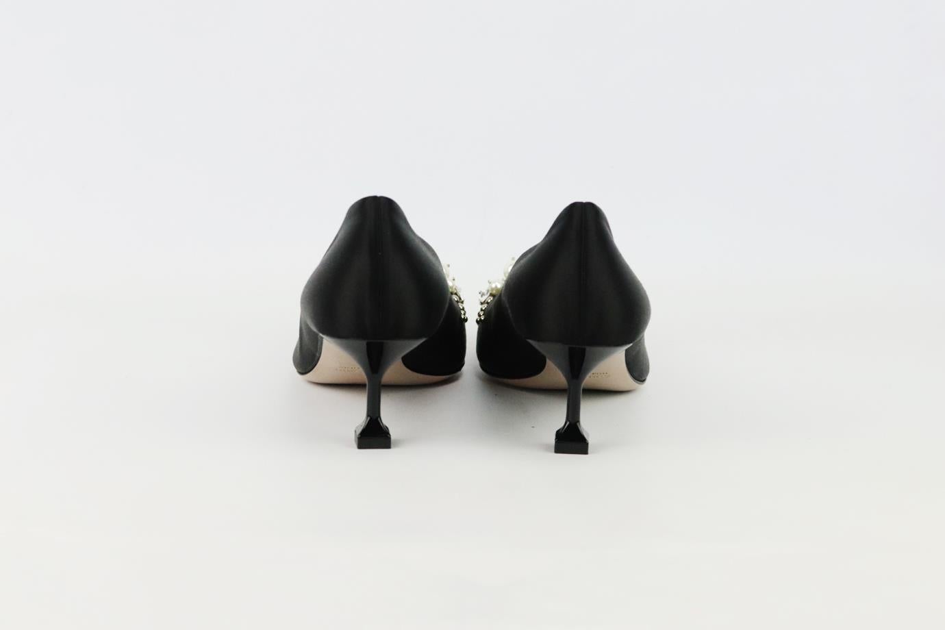 Black Miu Miu Embellished Satin Pumps EU 40 UK 7 US 10 