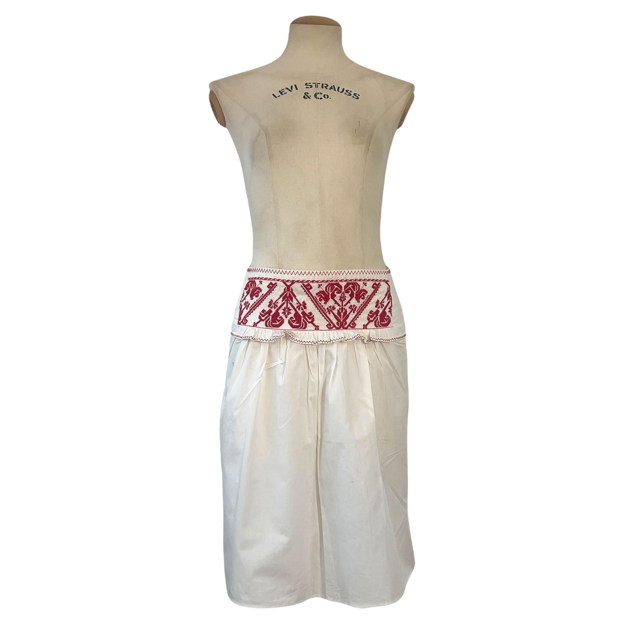 Miu Miu Embroidered Cotton Skirt, 2003 For Sale