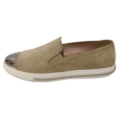 Miu Miu EU 38.5 Suede Beige Slip-on Loafers 