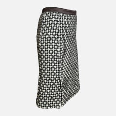 Miu Miu F/W 2000 Black And White Wool Boucle Houndstooth Pencil Skirt With Contrast Waistband