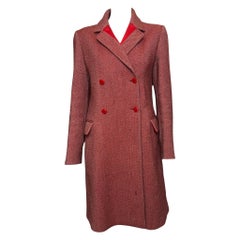 Miu Miu F/W 2000 Red Diagonal-Stripe Double-Breasted Midi Coat