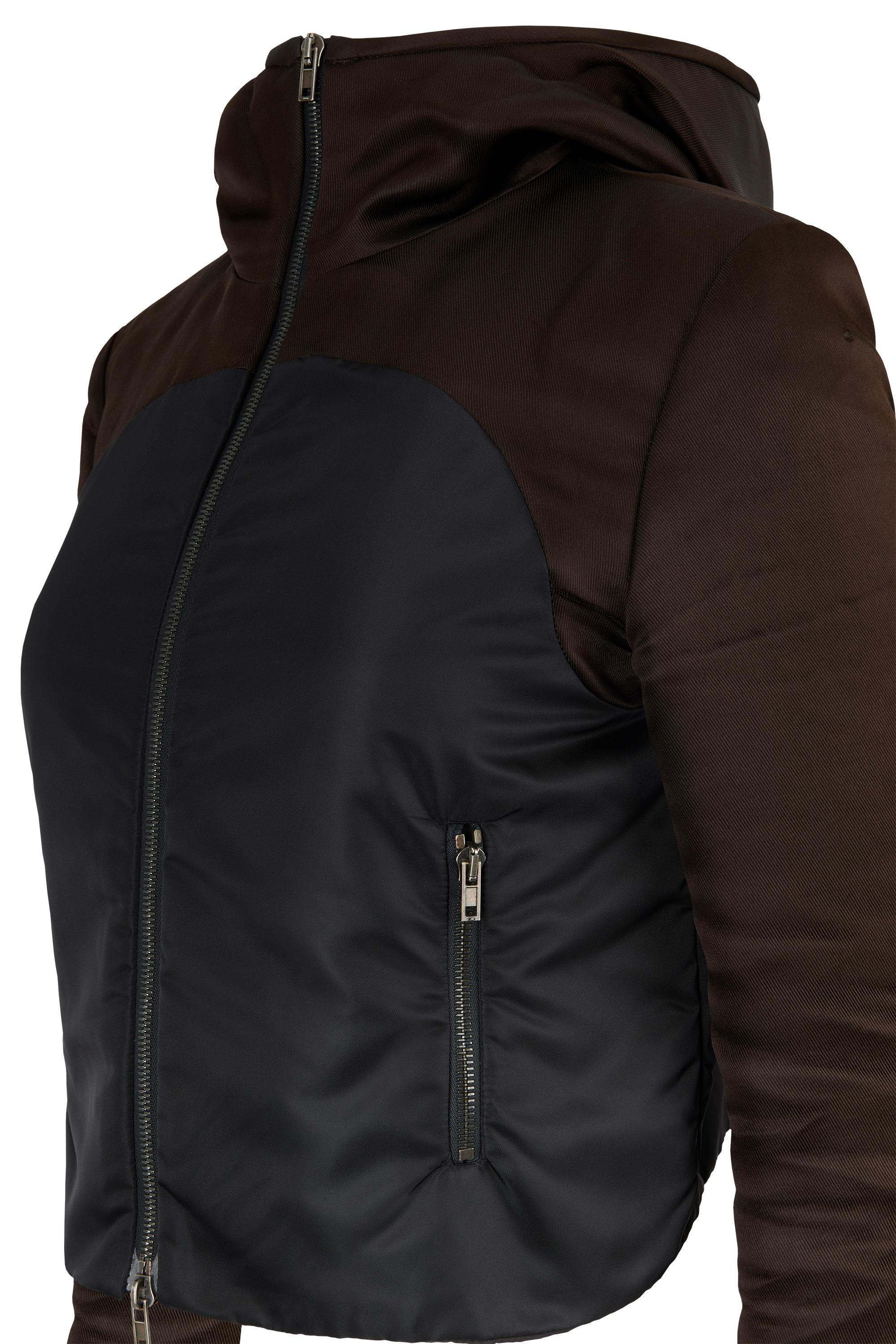 Black Miu Miu F/W 2008 Hooded Bicolor Crop Jacket For Sale