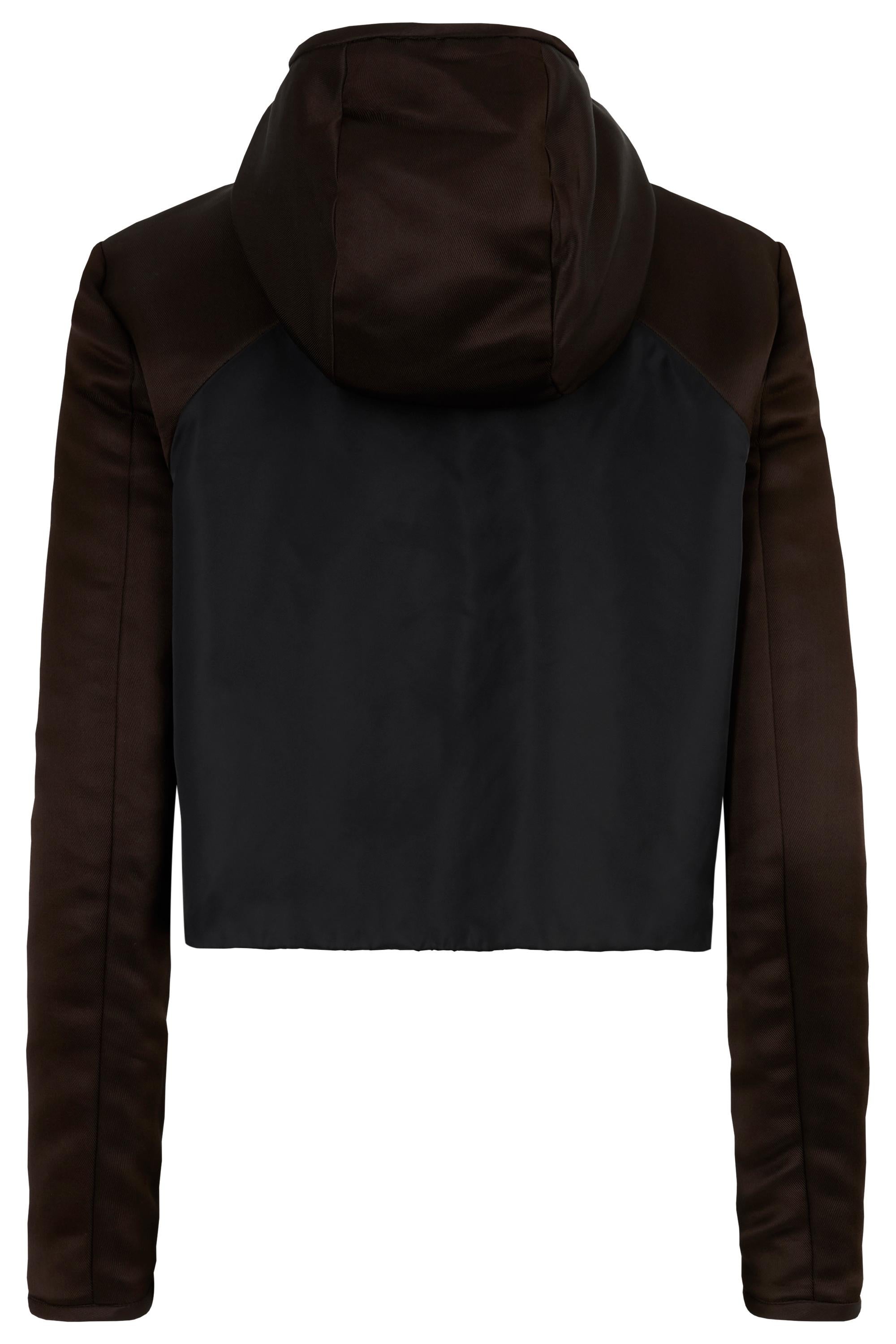 Miu Miu F/W 2008 Hooded Bicolor Crop Jacket In Excellent Condition For Sale In London, GB