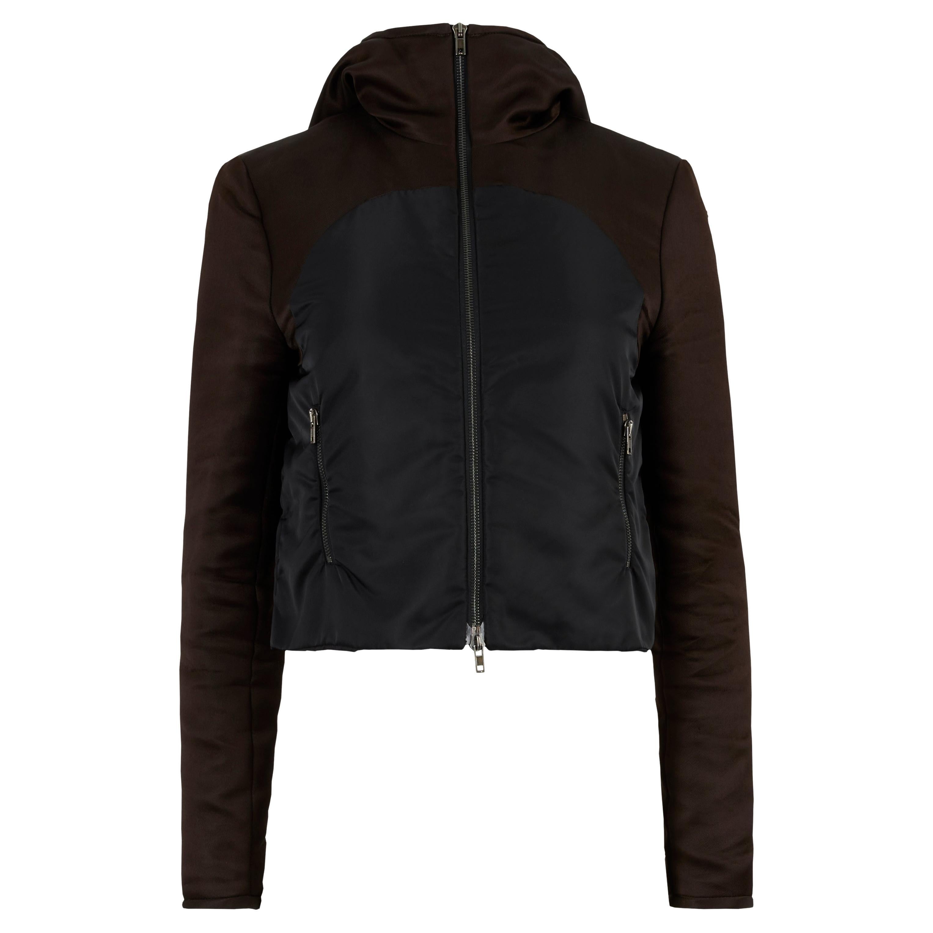 Miu Miu F/W 2008 Hooded Bicolor Crop Jacket For Sale