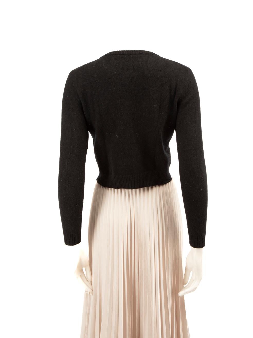 Miu Miu F/W 2020-2021 Black Cashmere Cardigan with Crystal Buttons Size XS In Good Condition In London, GB