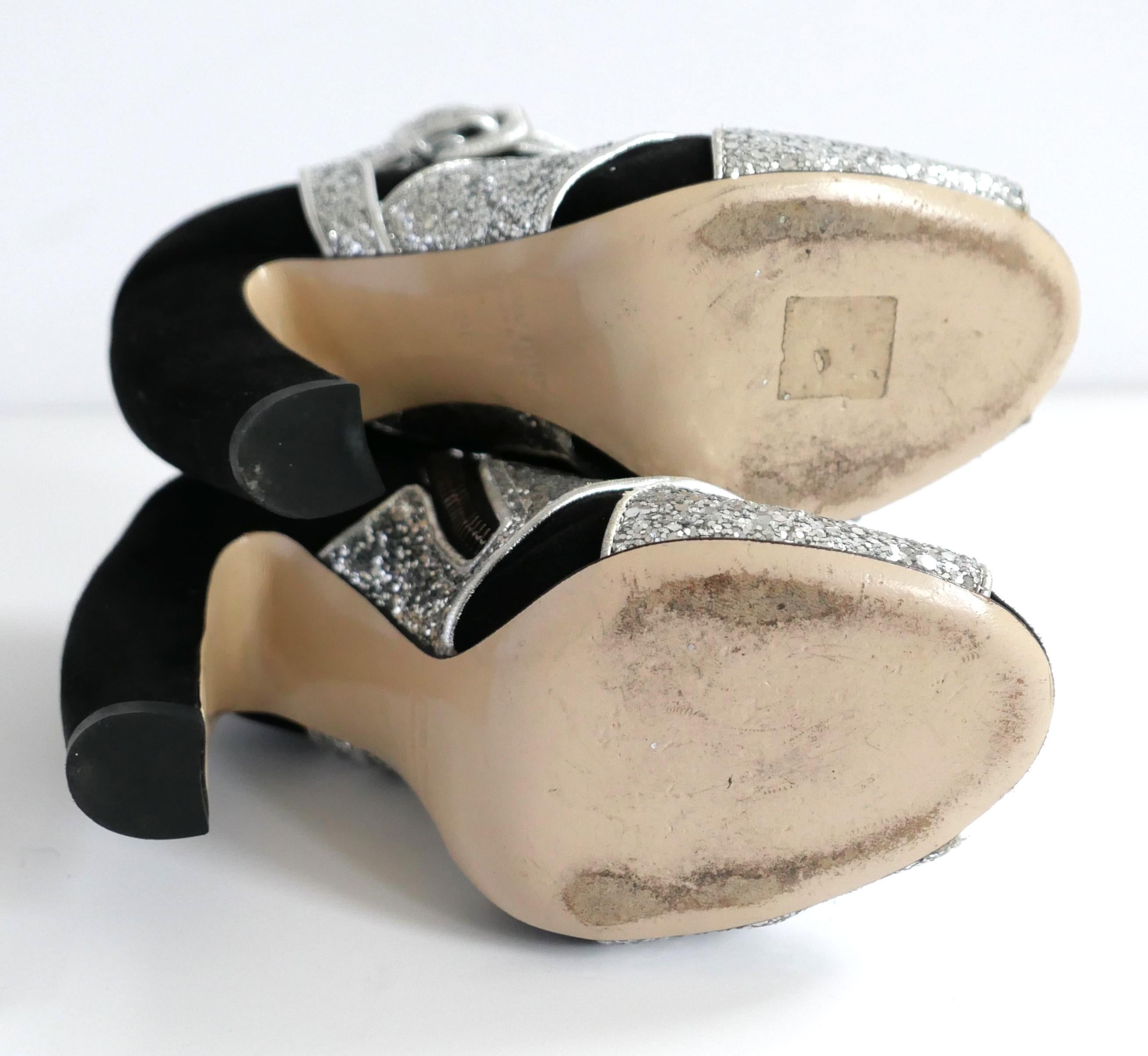 Miu Miu Herbst 2011 Glitzer & Wildleder Gebogener Absatz Stiefelette Booties im Angebot 2