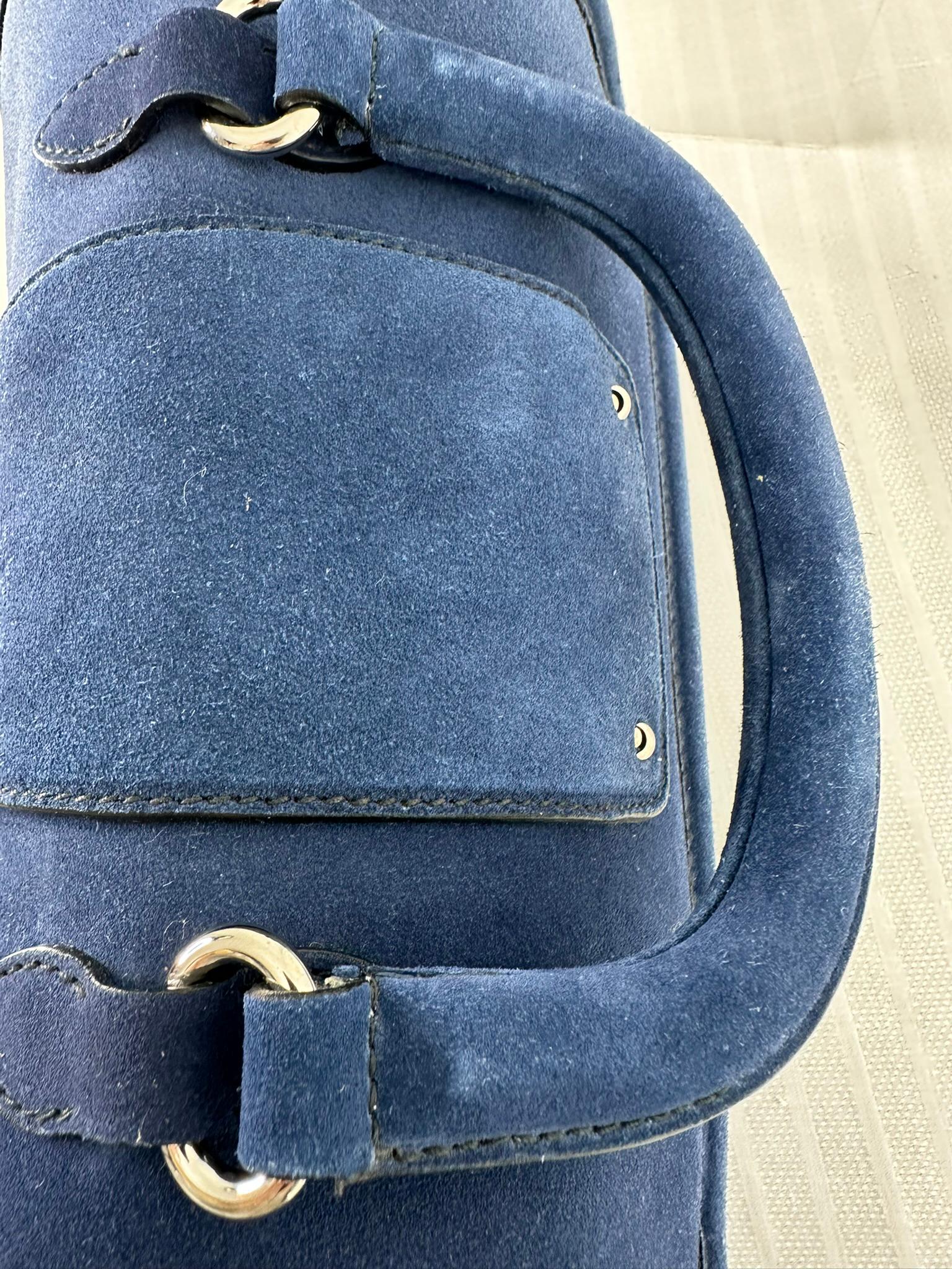 Miu Miu Fall 2012 Look 23  Bright Blue Suede Structured Handle/Shoulder Bag en vente 5