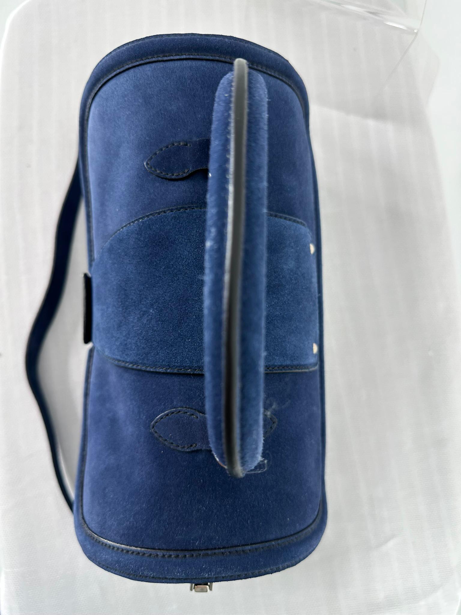 Miu Miu Fall 2012 Look 23  Bright Blue Suede Structured Handle/Shoulder Bag en vente 7