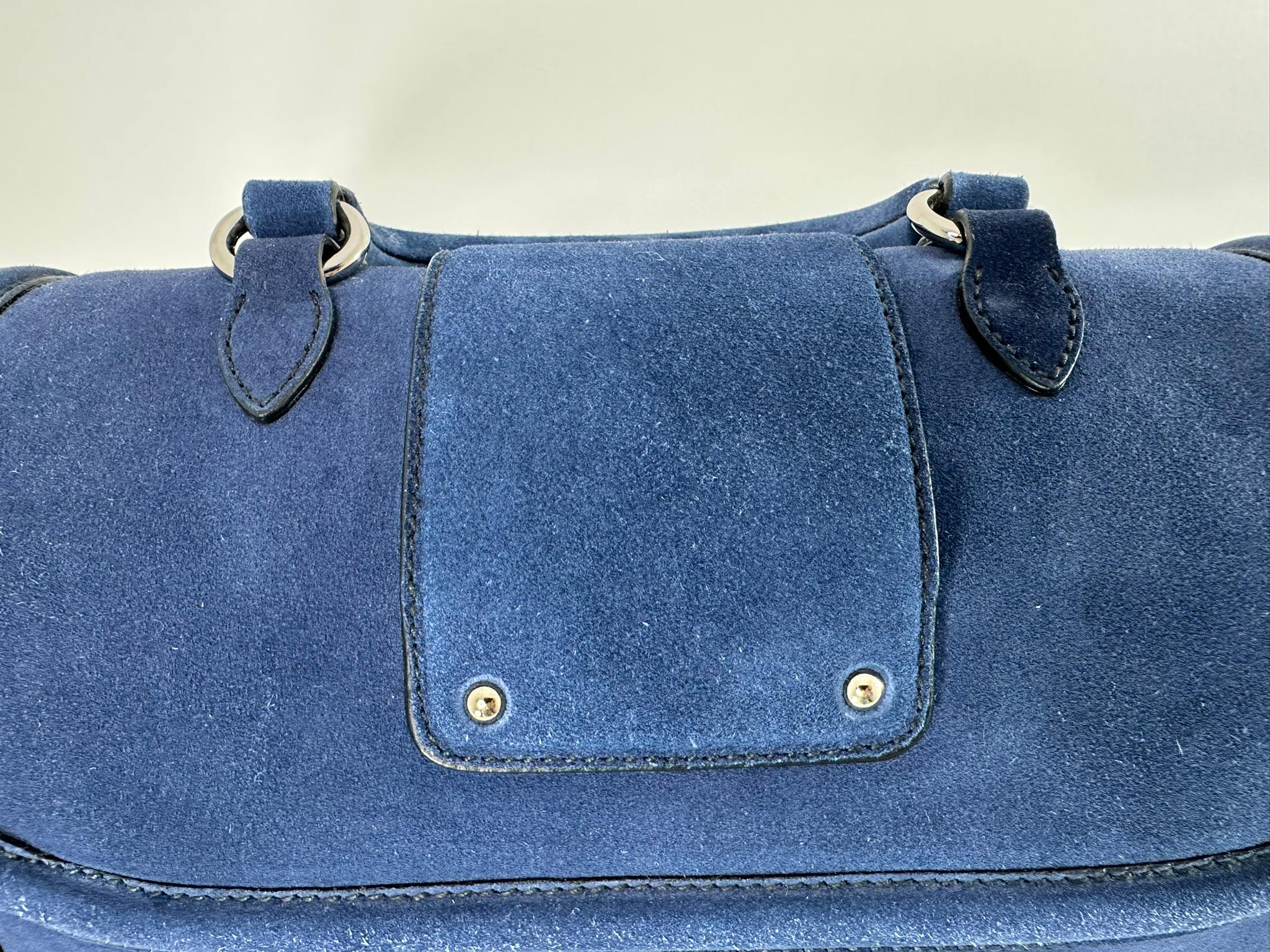 Miu Miu Fall 2012 Look 23  Bright Blue Suede Structured Handle/Shoulder Bag en vente 1