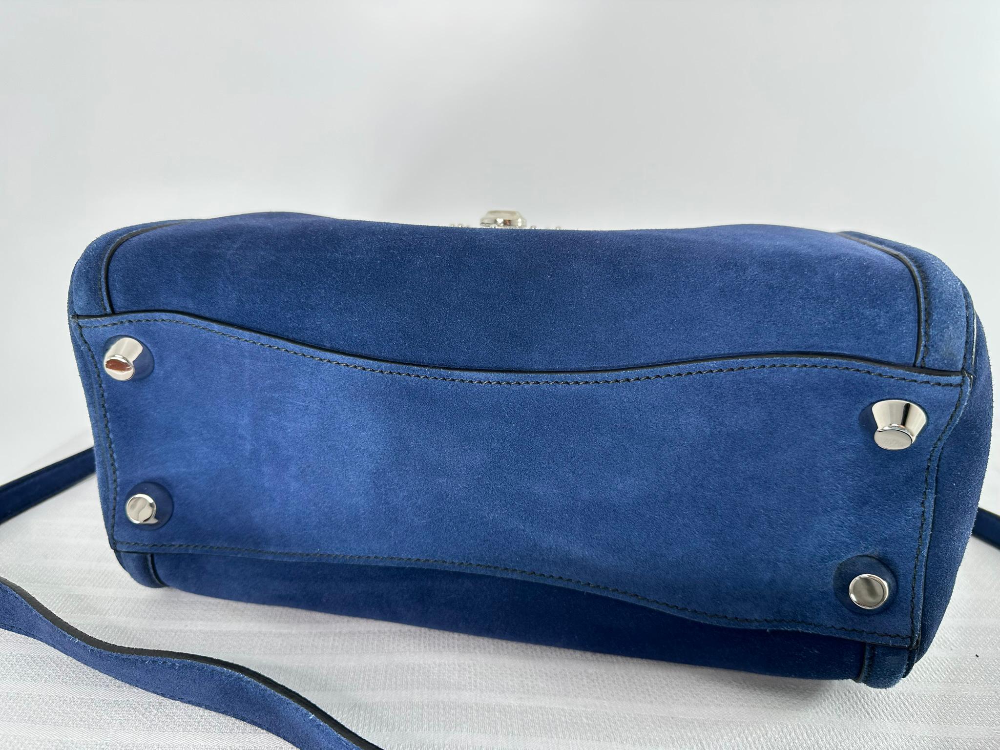 Miu Miu Fall 2012 Look 23  Bright Blue Suede Structured Handle/Shoulder Bag en vente 3