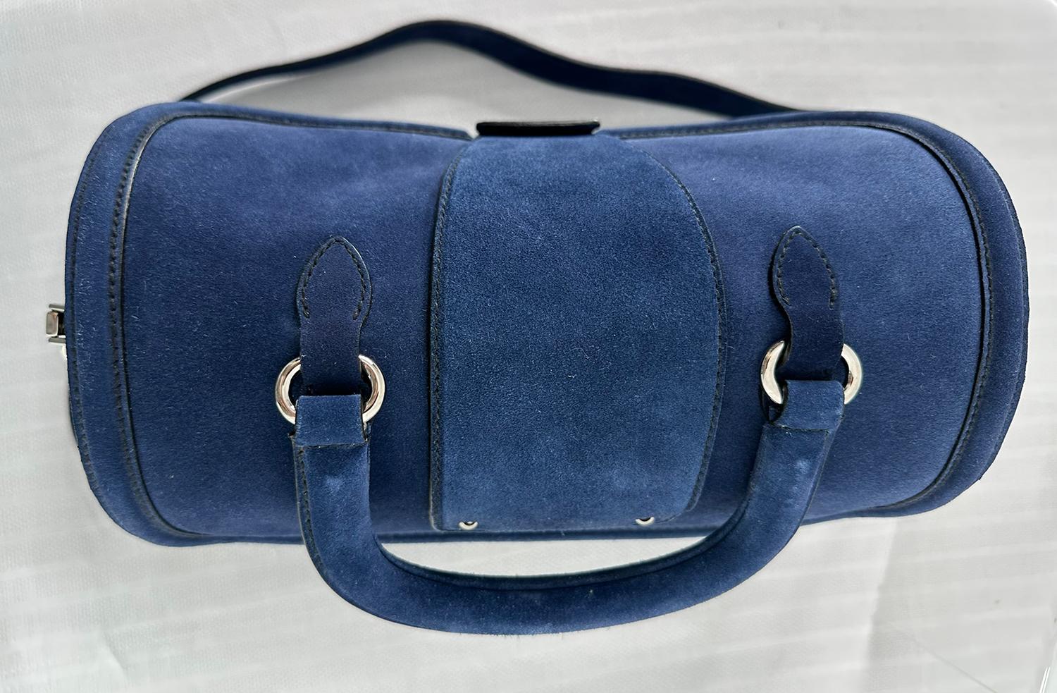 Miu Miu Fall 2012 Look 23  Bright Blue Suede Structured Handle/Shoulder Bag en vente 4