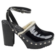 Miu Miu Fall/Winter 2006 Patent Leather Shearling Platform Clogs Size 38
