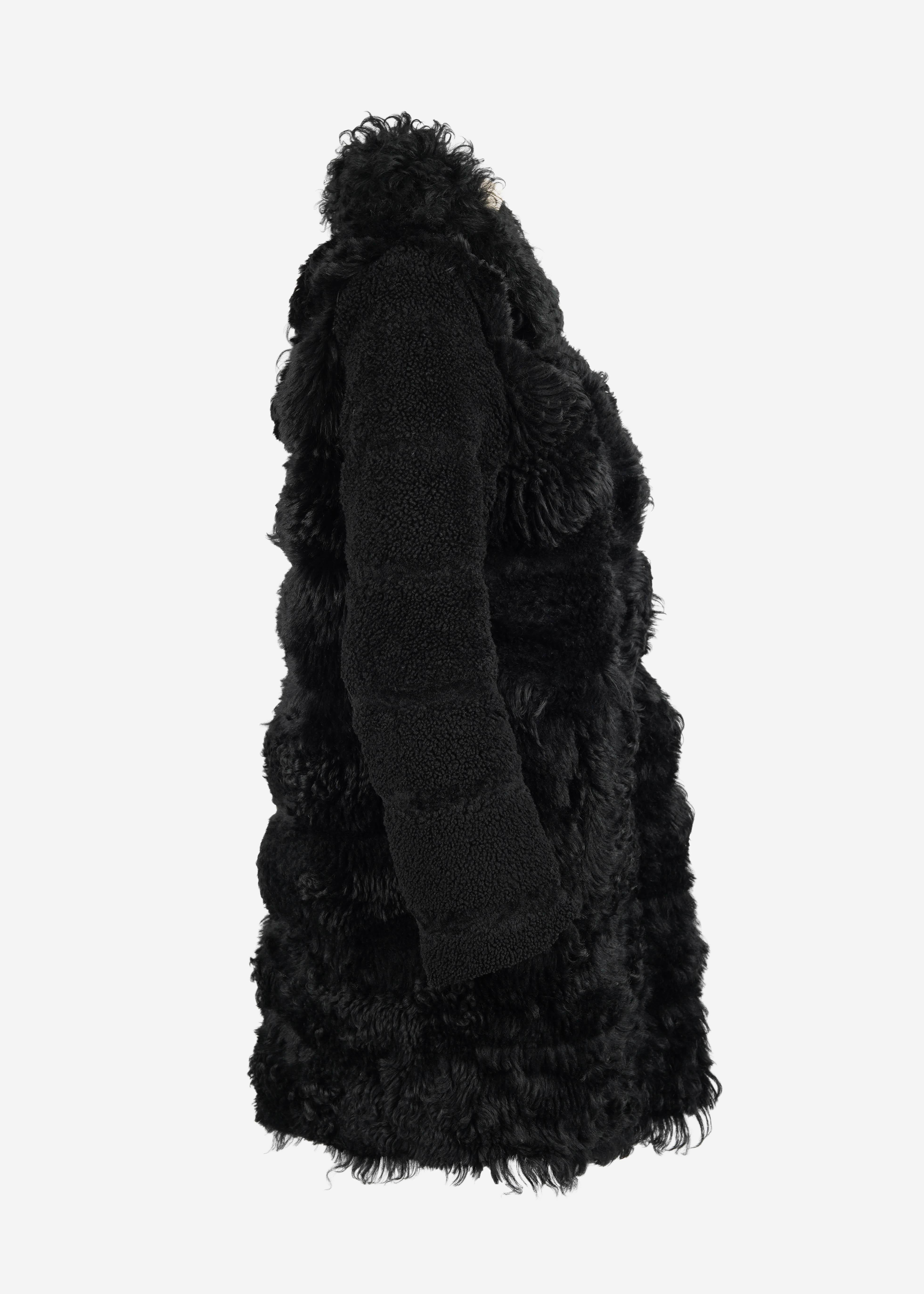 Noir Miu Miu Fall/Winter 2012 Black Dyed Shearling Coat IT 40 en vente