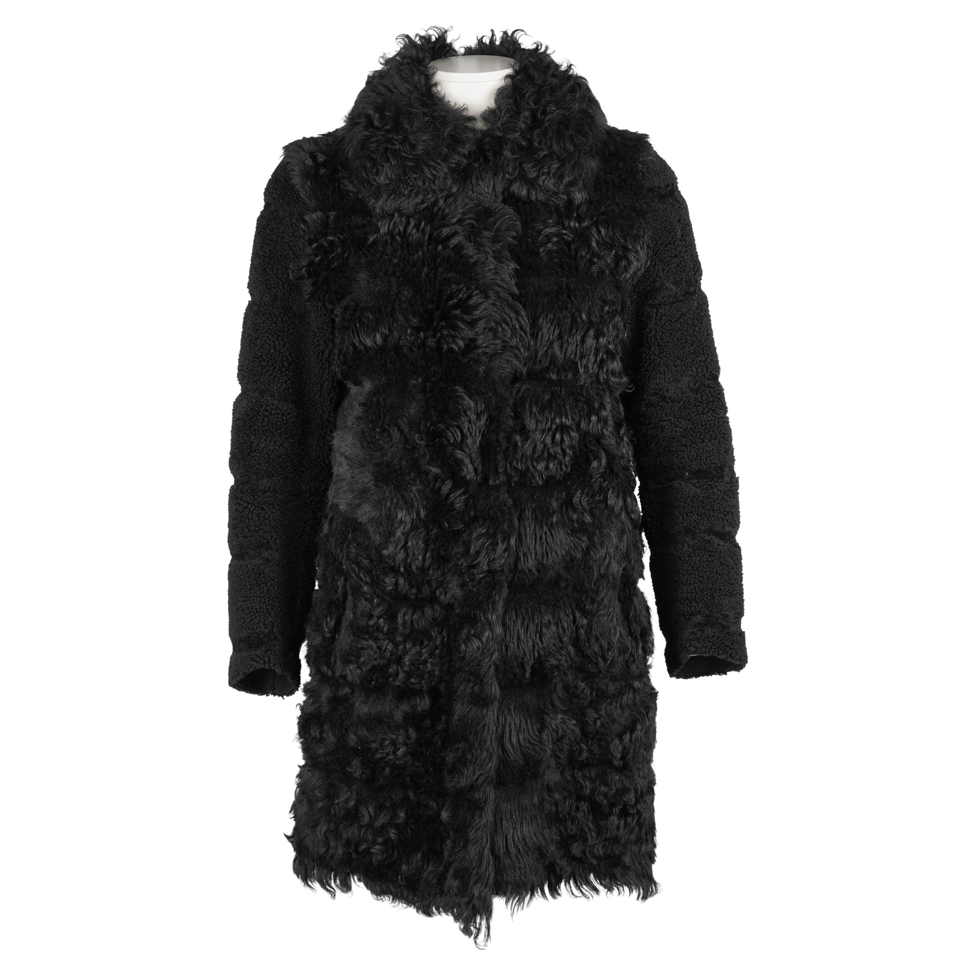 Miu Miu Fall/Winter 2012 Black Dyed Shearling Coat IT 40 en vente