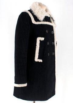 Miu Miu Faux Shearling-Trimmed Corduroy Coat   IT40 XS