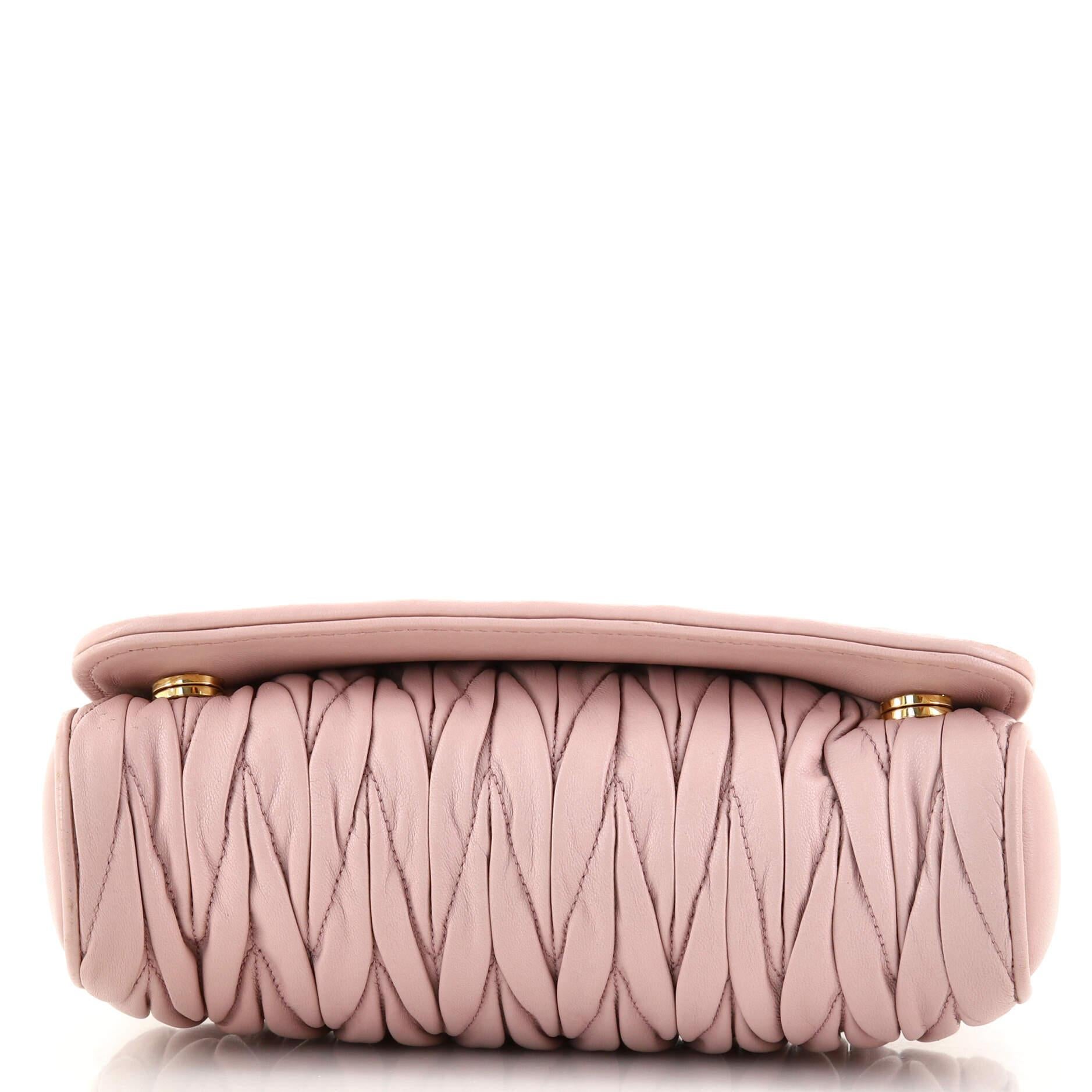 Miu Miu Flap Crossbody Bag Matelasse Leather Small In Good Condition In NY, NY