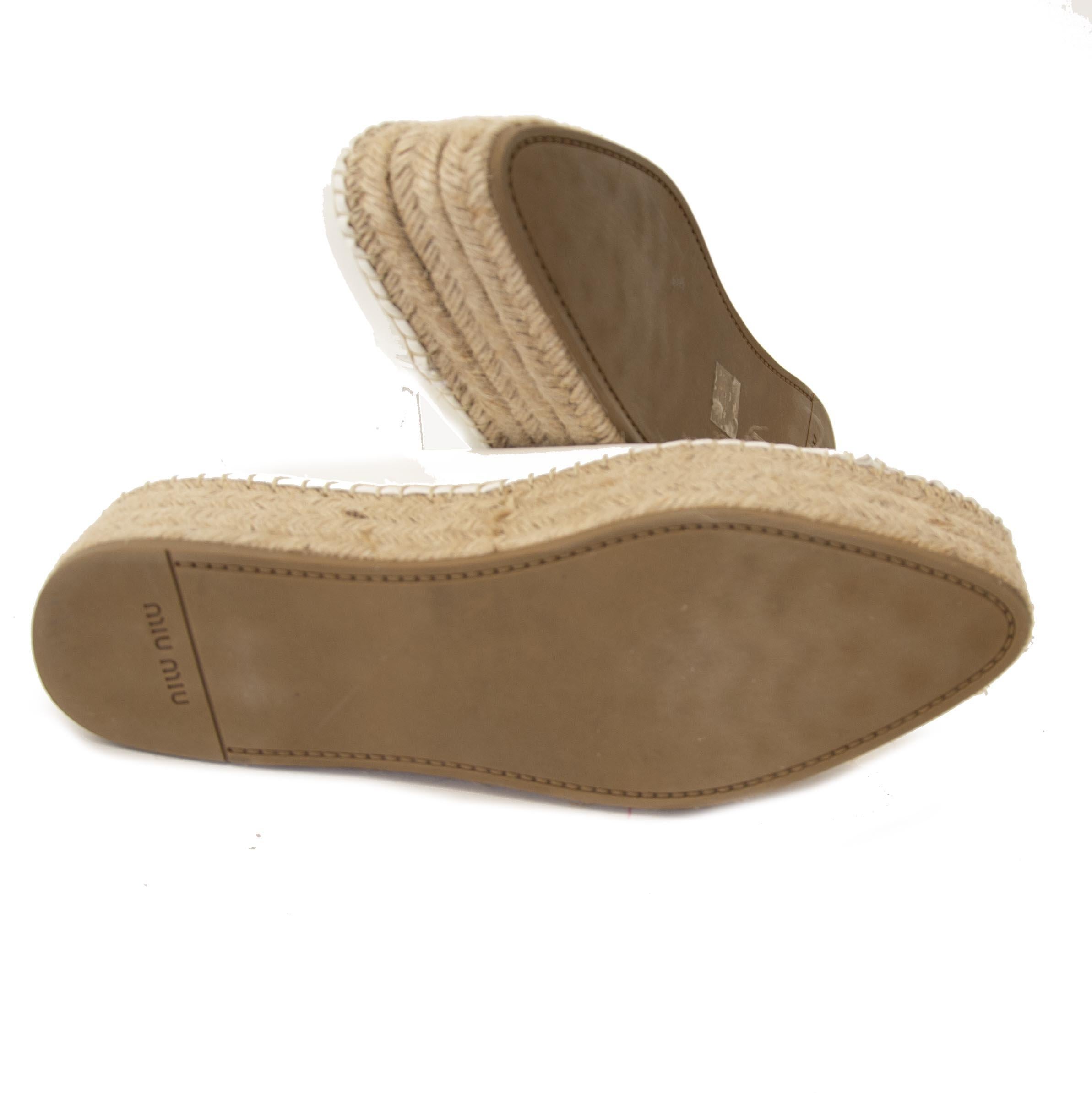 Beige Miu Miu Flatform Espadrille Shoes - size 39