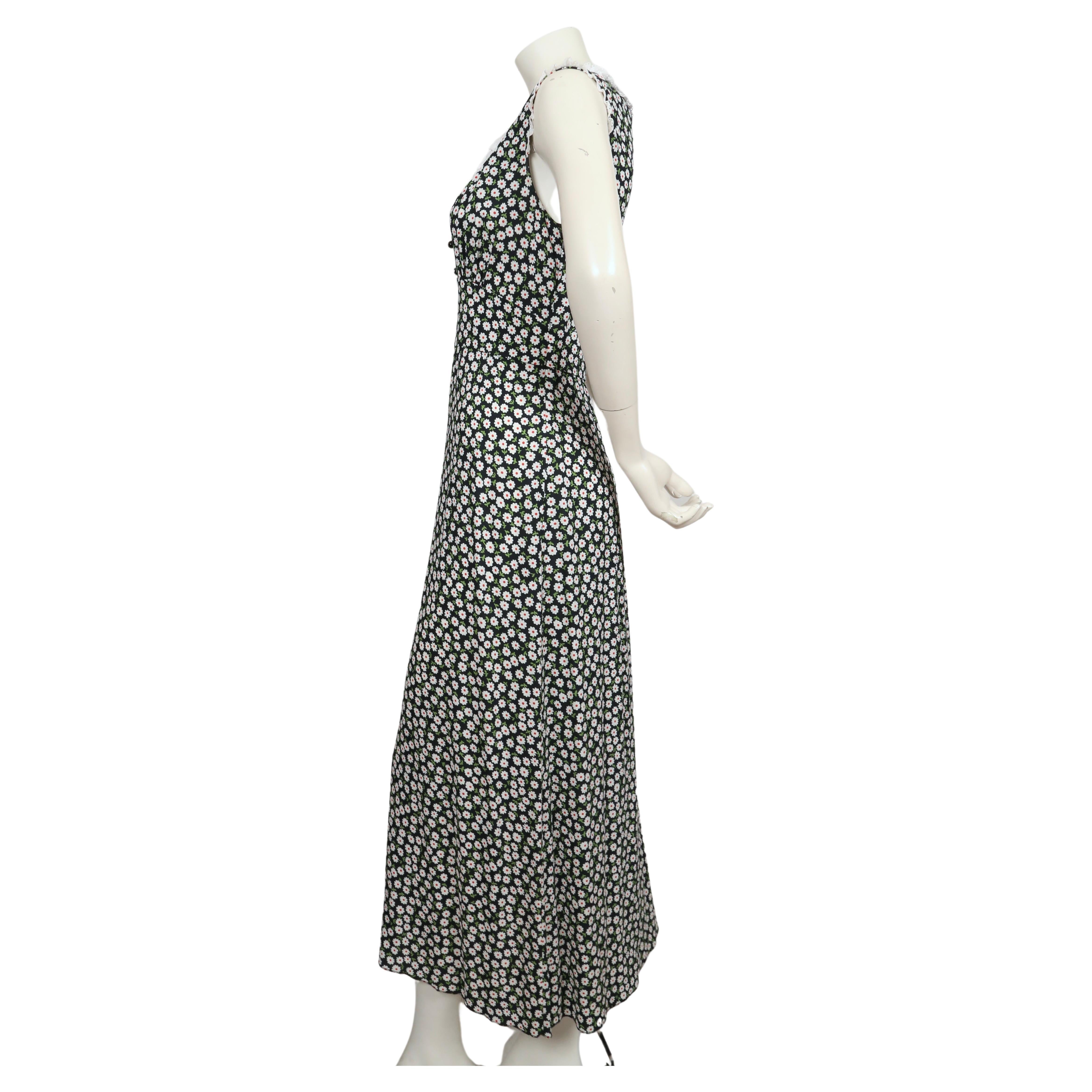 MIU MIU floral maxi dress with Broderie Anglaise lace trim In Good Condition For Sale In San Fransisco, CA