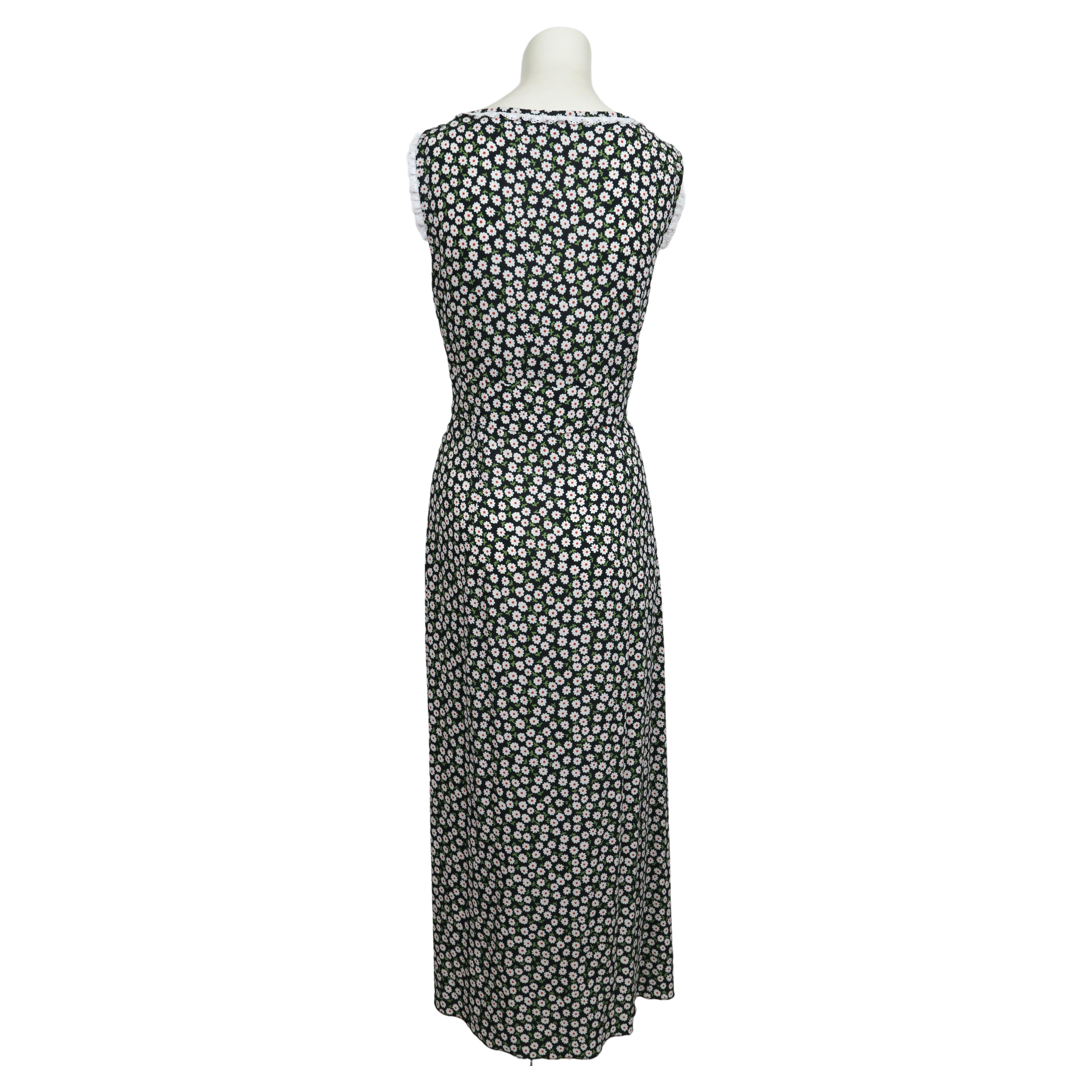 MIU MIU floral maxi dress with Broderie Anglaise lace trim For Sale 2