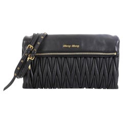 Miu Miu Fold Over Crossbody Bag Matelasse Leather Medium