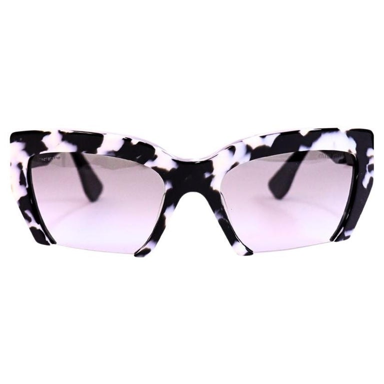 Miu Miu Black and White Patterned Sunglasses Miu Miu // Cat Eye SMU 06P Sunglasses – VSP Consignment main image 3