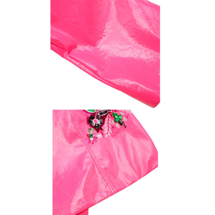 Miu Fuchsia verschönerter glänzender Lackmantel XS 40 IT 4