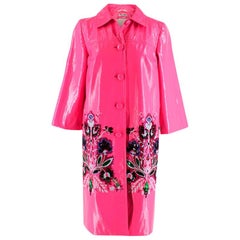 Miu Miu Fuchsia Embellished Glossy Patent Coat XS 40 IT