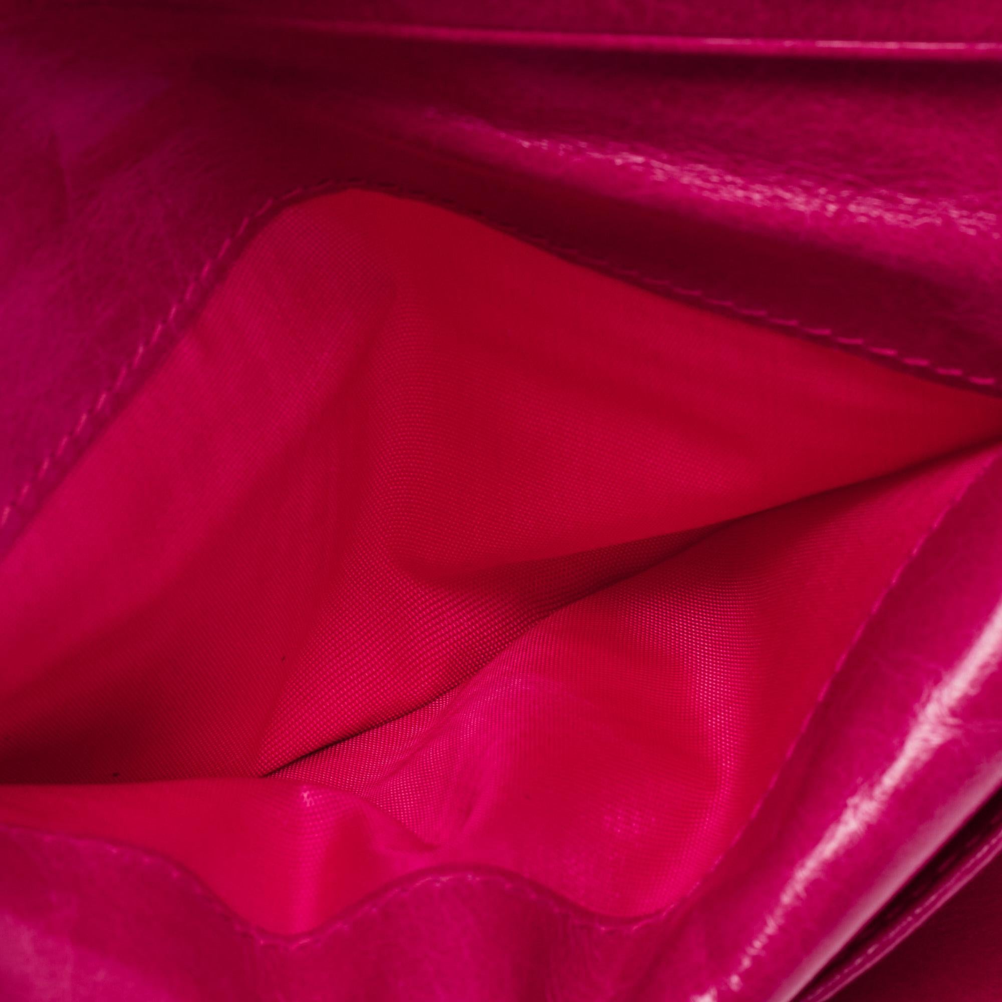 Miu Miu Fuchsia Matelasse Leather Flap Compact Wallet 2