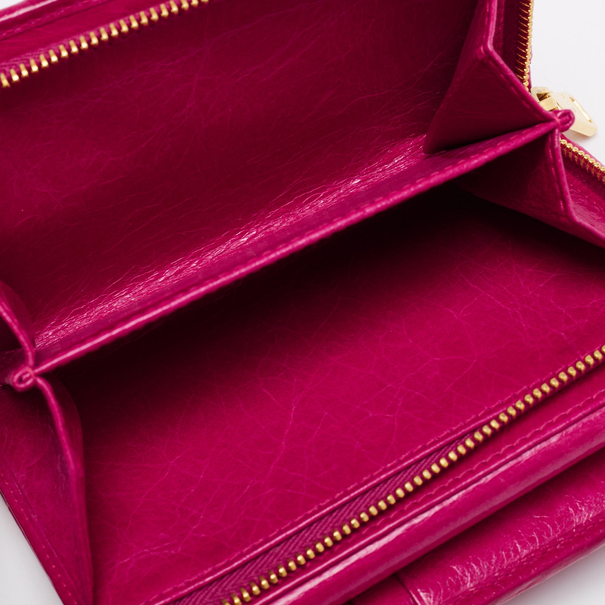 Miu Miu Fuchsia Matelasse Leather Flap Compact Wallet 3