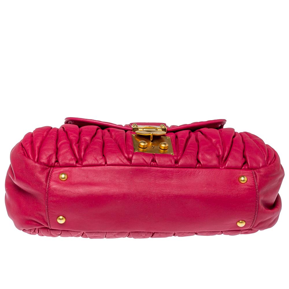 Women's Miu Miu Fuchsia Matelasse Quilted Leather Satchel