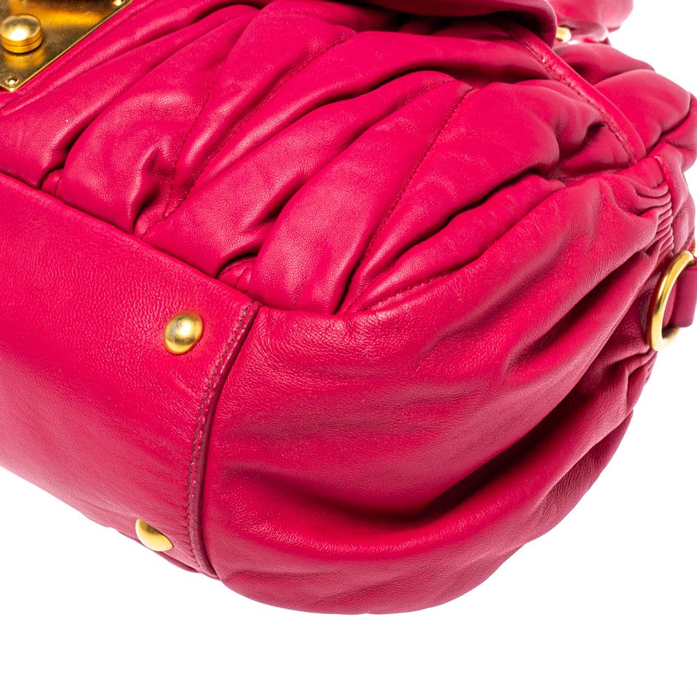 Miu Miu Fuchsia Matelasse Quilted Leather Satchel 2