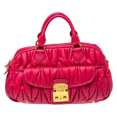 Used Miu Miu Fuchsia Matelasse Quilted Leather Satchel