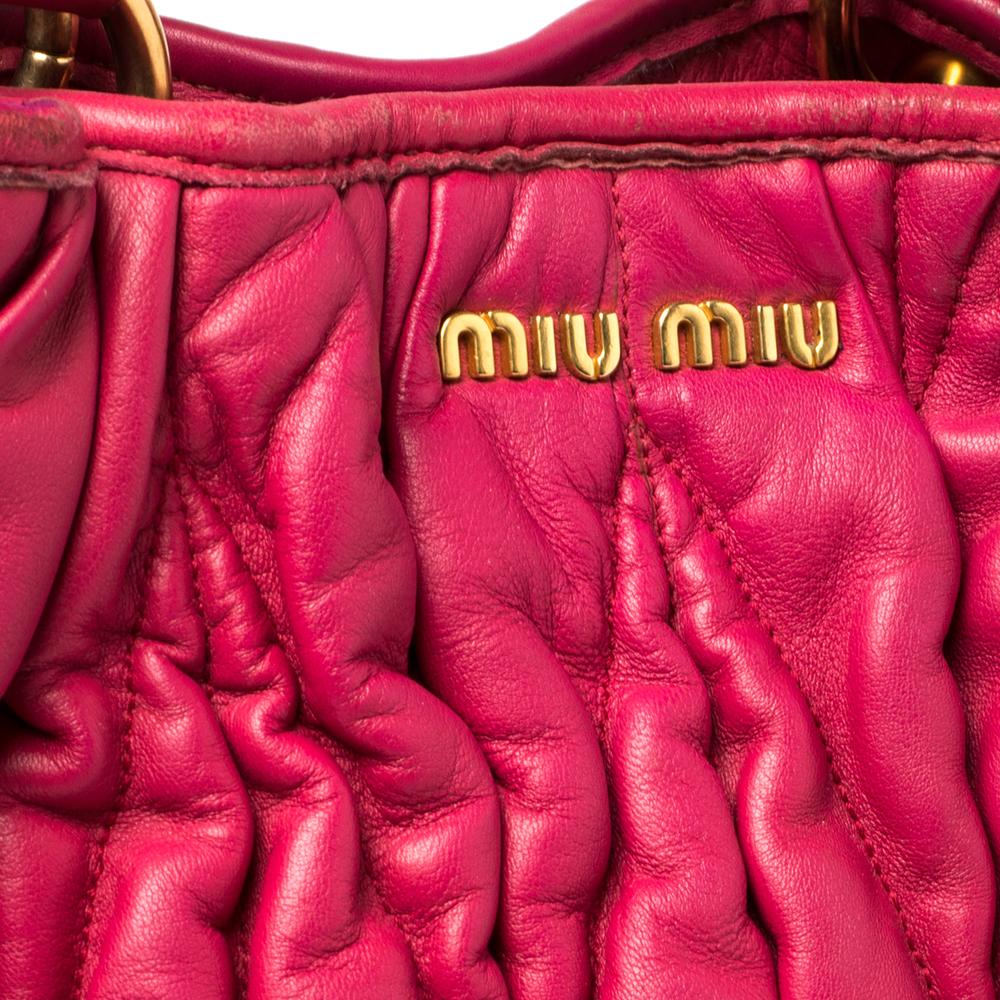 Miu Miu Fuchsia Pink Matelasse Leather Tote 4