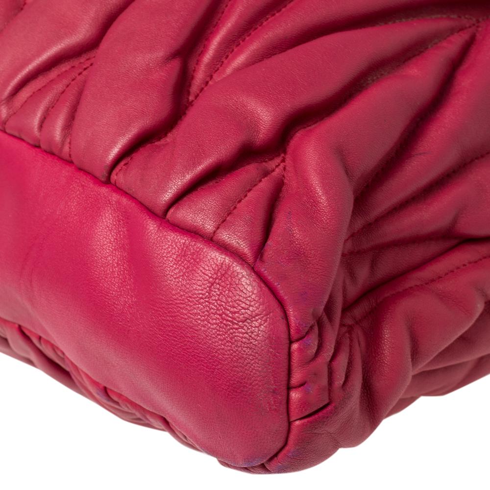 Women's Miu Miu Fuchsia Pink Matelasse Leather Tote