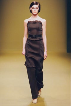 Miu Miu FW 1999 Black Satin Nylon Neoprene Buckle Skirt IT 44