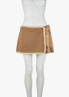 Miu Miu FW 1999 Runway Silk Satin & Faux Fur Mini Skirt IT42