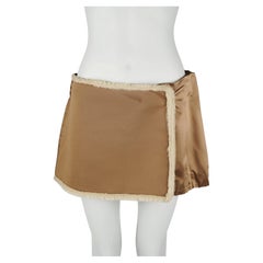 Miu Miu FW 1999 Runway Silk Satin & Faux Fur Mini Skirt IT42