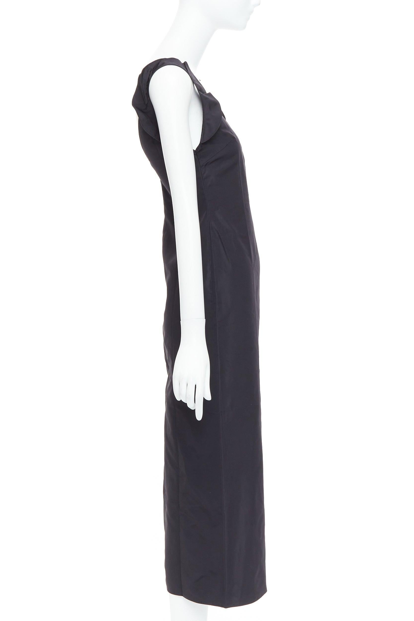 MIU MIU FW98 Vintage black silk blend ruffle strap V back dress IT38 XS In Excellent Condition For Sale In Hong Kong, NT