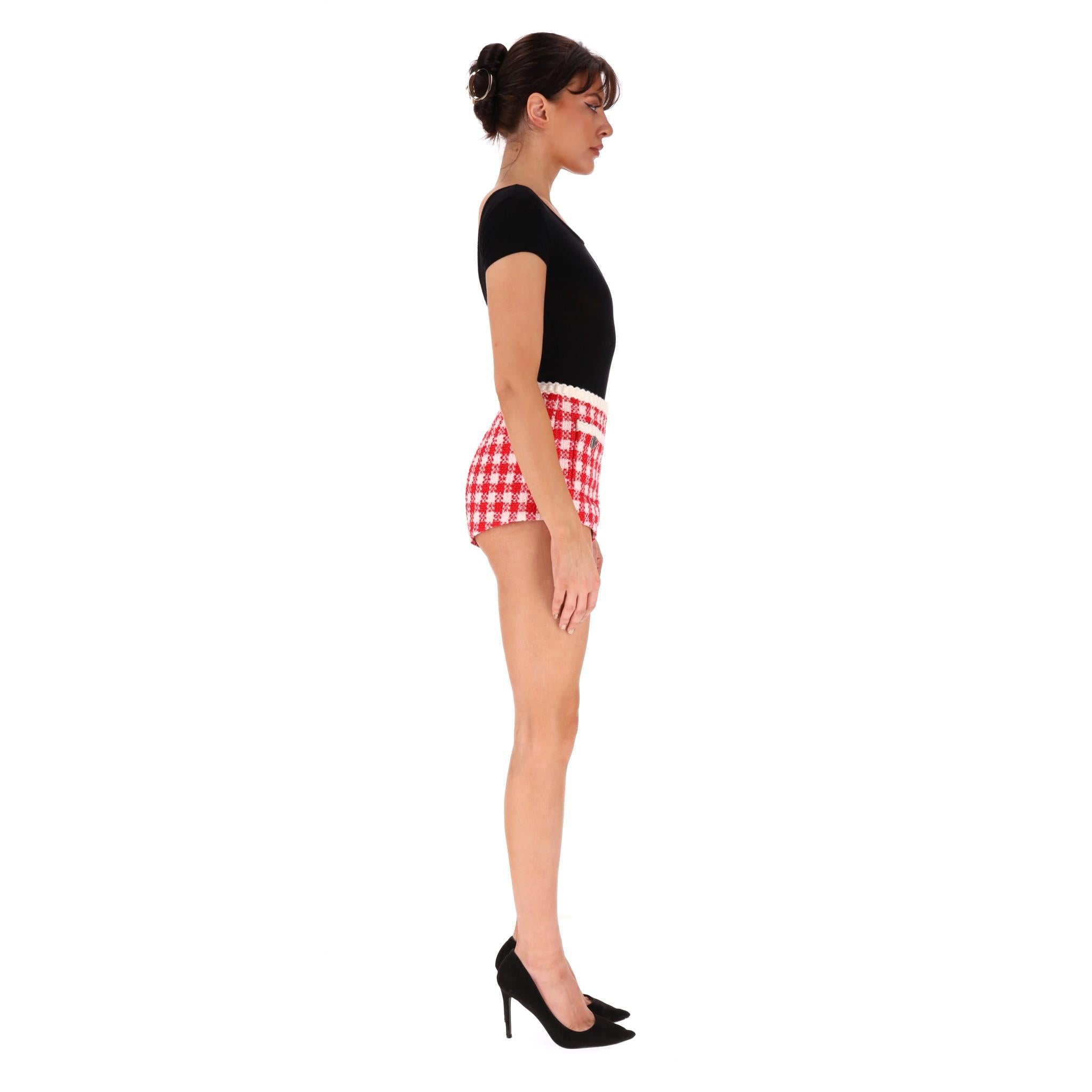 Pink Miu Miu Gingham Check Wool & Cotton Shorts