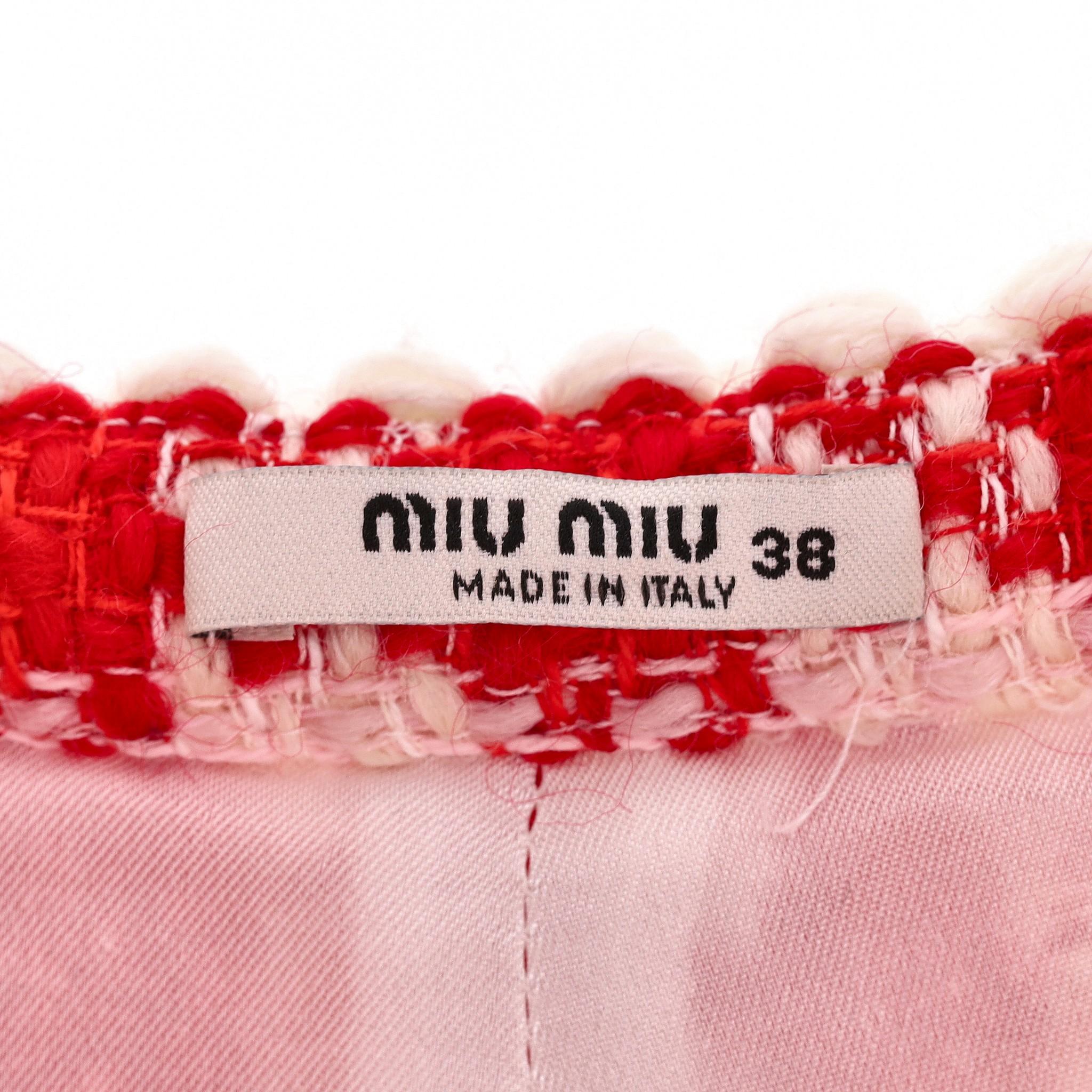 Miu Miu Gingham Check Wool & Cotton Shorts 1