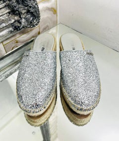 Miu Miu Glitter & Leather Logo Espadrilles