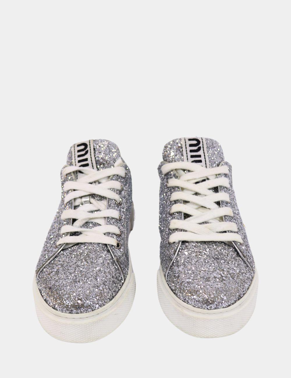 Gray Miu Miu Glitter Low-top Sneakers Size EU 39