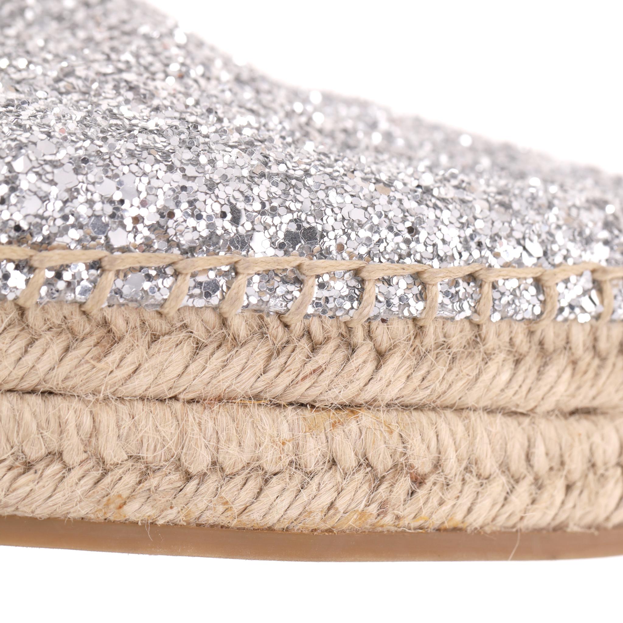 Miu Miu Glitter Platform Espadrille Mules en venta 7