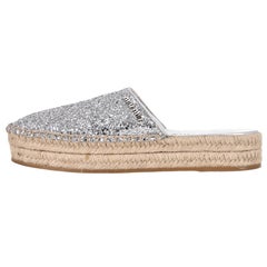 Miu Miu Glitter Platform Espadrille Mules